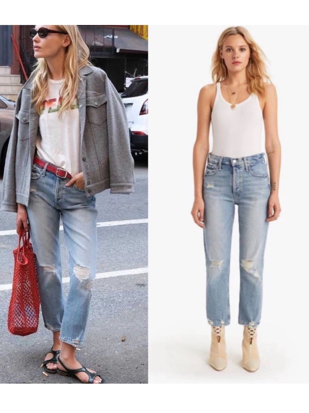 Mother Denim light Blue High-Rise Distressed Women’s Jeans